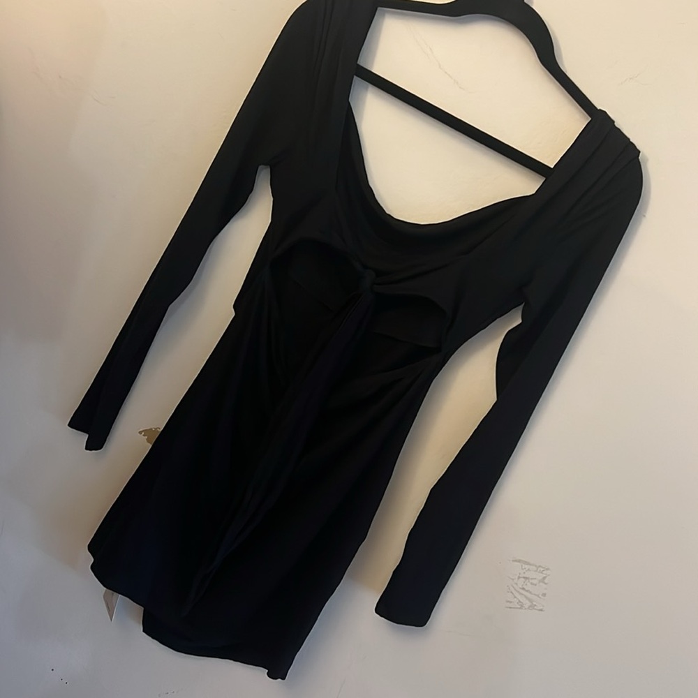 NWT Halara Black Backless Tie Back Bodycon Mini Dress - Picture 4 of 6